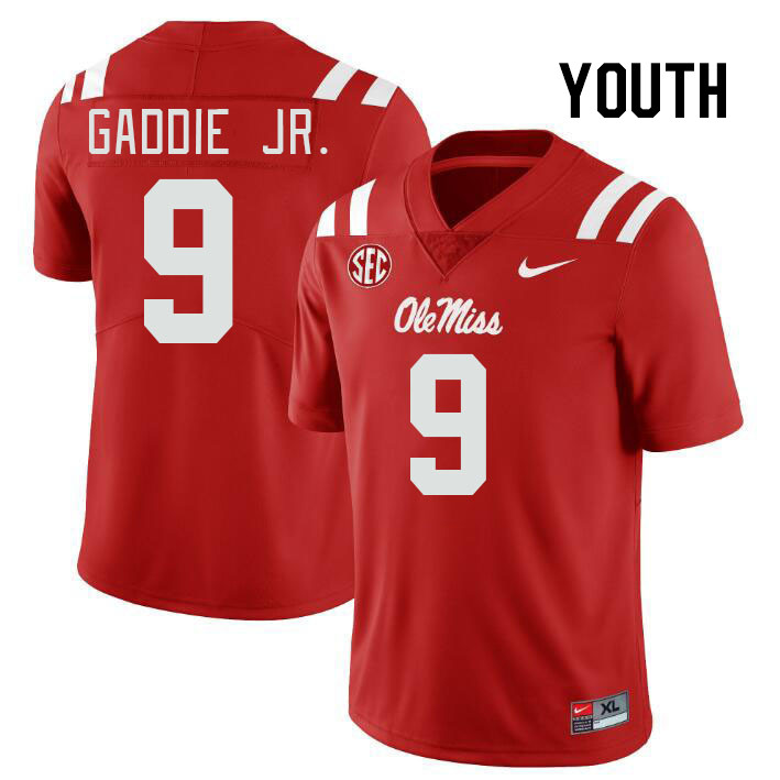 Youth #9 DeShawn Gaddie Jr. Ole Miss Rebels College Football Jerseyes Stitched Sale-Red - Click Image to Close